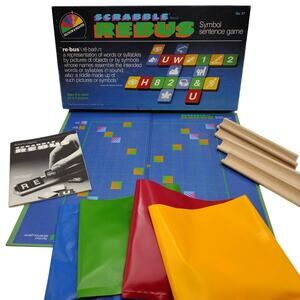 Vintage Scrabble REBUS Selchow & Righter 1986 Tile Board Game Complete in Box